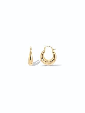 PAVOI 14K Gold Plated 925 Sterling Silver Posts Oval Chunky Hoop Earrings 17mm